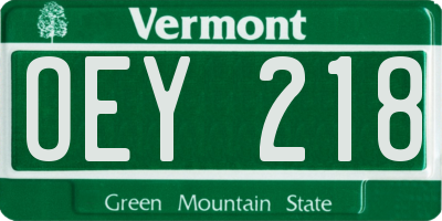 VT license plate OEY218
