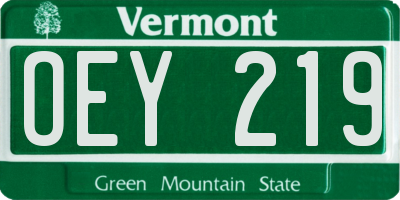 VT license plate OEY219