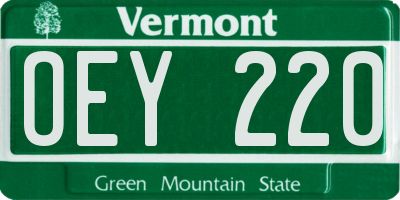VT license plate OEY220
