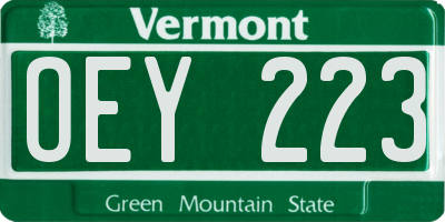 VT license plate OEY223