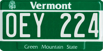 VT license plate OEY224