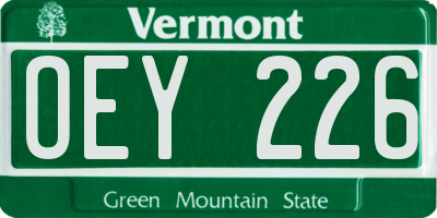 VT license plate OEY226