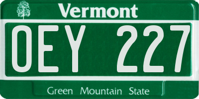 VT license plate OEY227