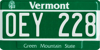 VT license plate OEY228