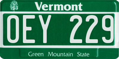 VT license plate OEY229