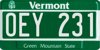 VT license plate OEY231