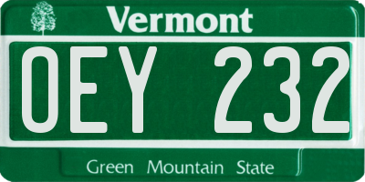 VT license plate OEY232