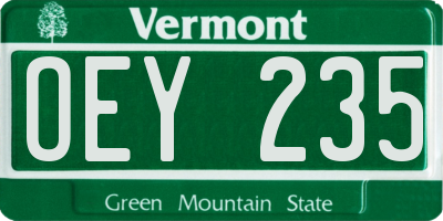 VT license plate OEY235
