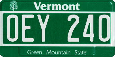 VT license plate OEY240