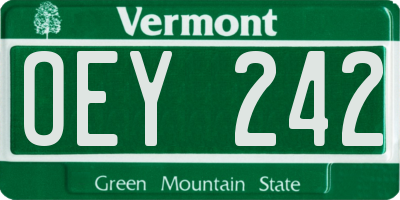 VT license plate OEY242