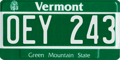 VT license plate OEY243