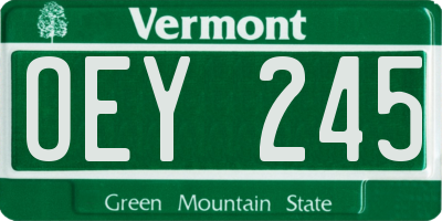 VT license plate OEY245