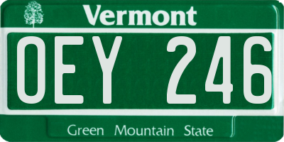 VT license plate OEY246