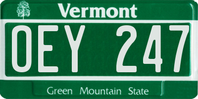 VT license plate OEY247