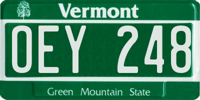 VT license plate OEY248