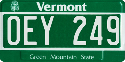 VT license plate OEY249