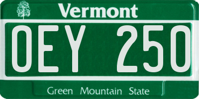 VT license plate OEY250