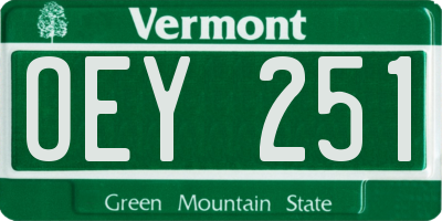 VT license plate OEY251