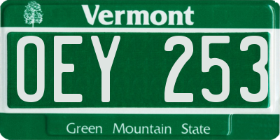 VT license plate OEY253