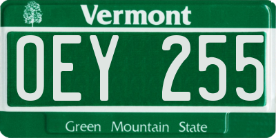 VT license plate OEY255