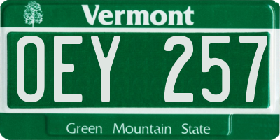 VT license plate OEY257