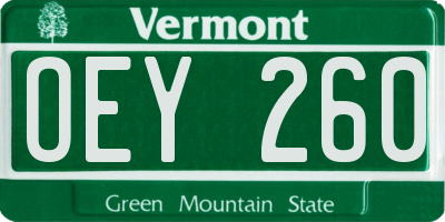 VT license plate OEY260