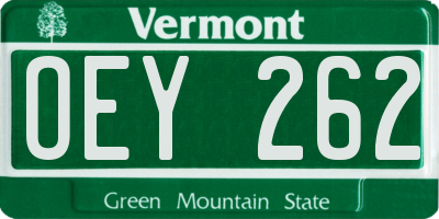 VT license plate OEY262