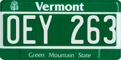 VT license plate OEY263