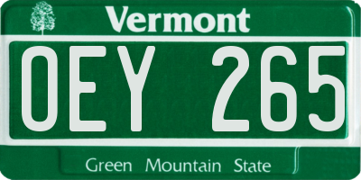 VT license plate OEY265