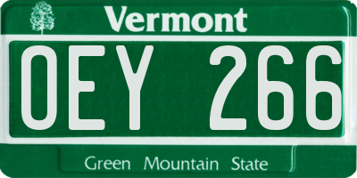 VT license plate OEY266