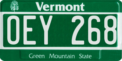 VT license plate OEY268