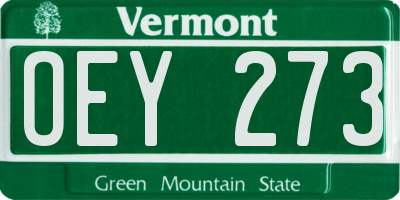 VT license plate OEY273