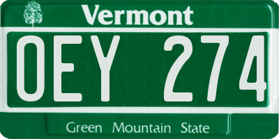 VT license plate OEY274