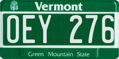 VT license plate OEY276