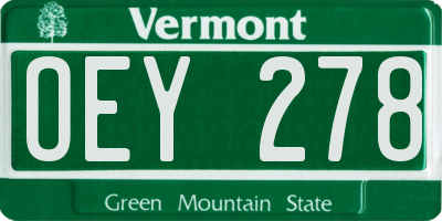 VT license plate OEY278