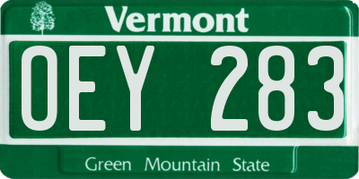 VT license plate OEY283