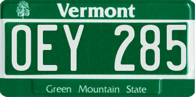 VT license plate OEY285