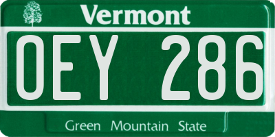 VT license plate OEY286