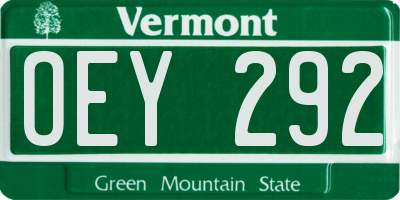 VT license plate OEY292