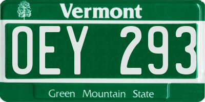 VT license plate OEY293