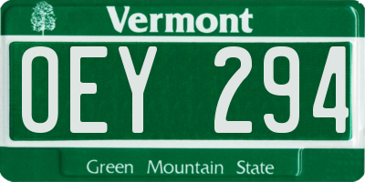 VT license plate OEY294