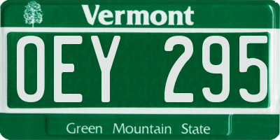 VT license plate OEY295