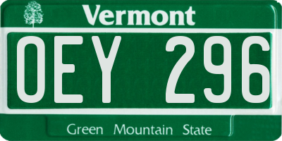 VT license plate OEY296