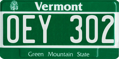 VT license plate OEY302