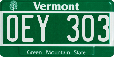 VT license plate OEY303