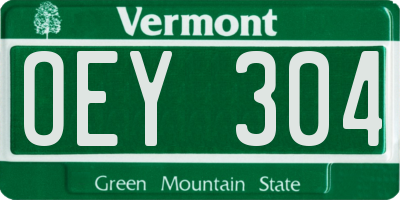 VT license plate OEY304