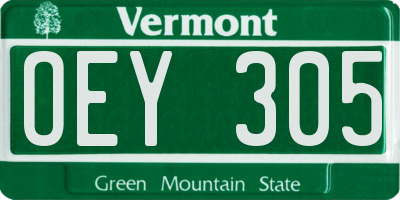 VT license plate OEY305