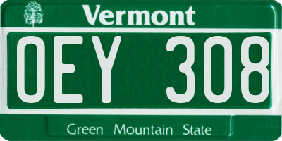 VT license plate OEY308