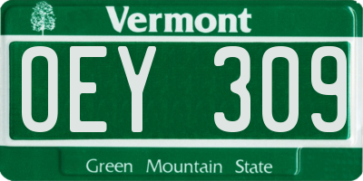 VT license plate OEY309