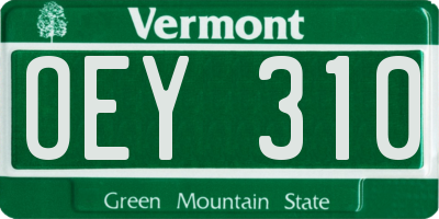 VT license plate OEY310
